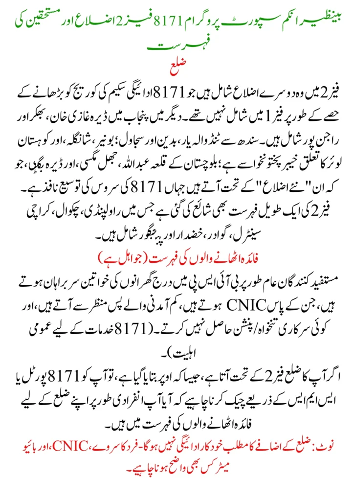 BISP 8171 Phase 2 Payment Schedule and Status Check for November 2025 