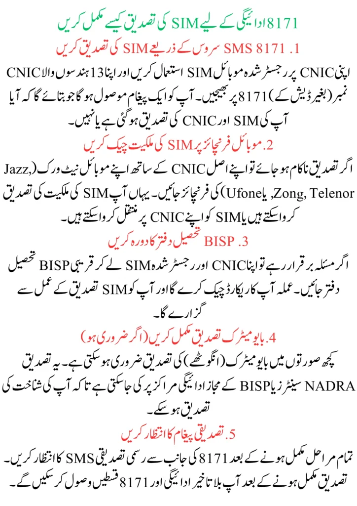 8171 Payment SIM Verification How to Complete SIM Verification and CNIC Successfully
