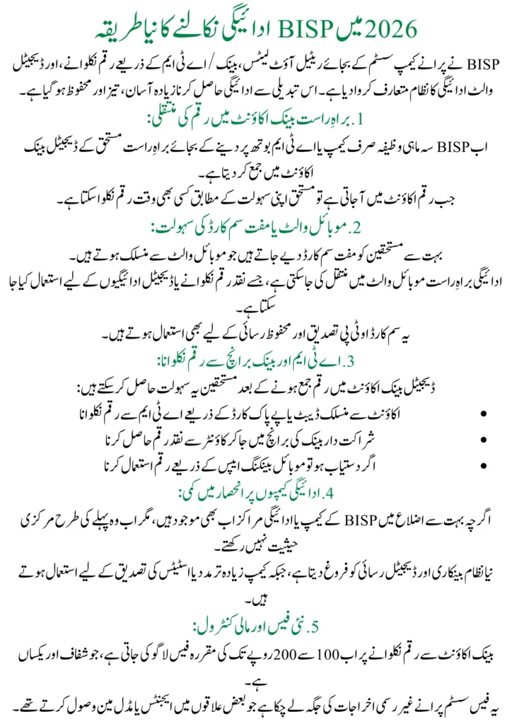 BISP Payment Withdrawal Method Changed 2026 Complete Guide for Beneficiaries
