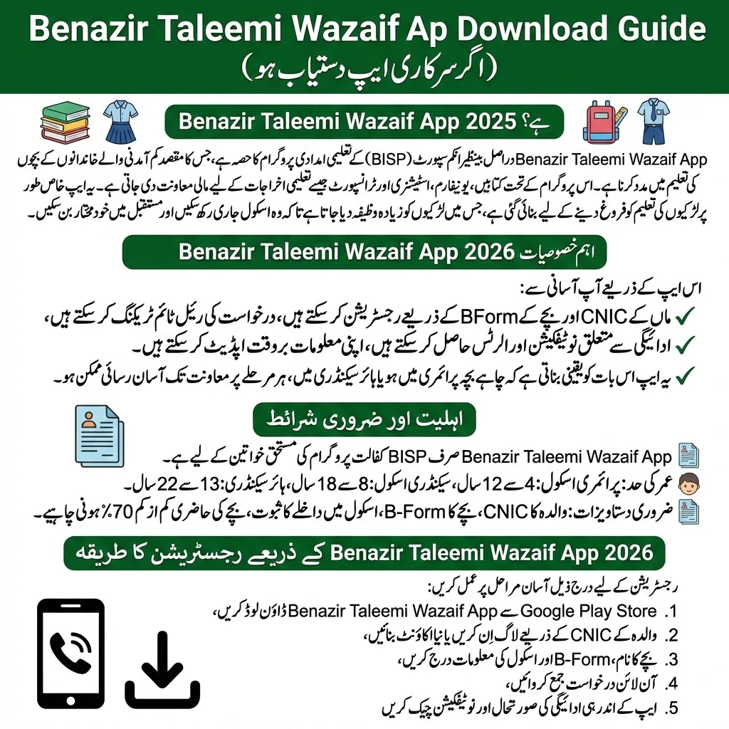 Benazir Taleemi Wazaif App Download 2026 – Registration, Login & Payment Check